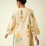 Lotus Bloom Mulmul Cotton Kurta Set - Butter Yellow