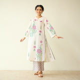 Lotus Bloom Mulmul Cotton Kurta Set - Lilac