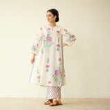 Lotus Bloom Mulmul Cotton Kurta Set - Lilac