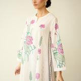 Lotus Bloom Mulmul Cotton Kurta Set - Lilac