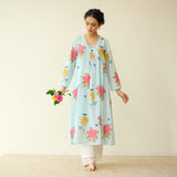 Summer Joy Mulmul Cotton Everyday Kurta - Asmani Blue