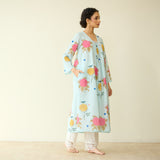 Summer Joy Mulmul Cotton Everyday Kurta - Asmani Blue
