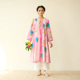 Lazy Summers Mulmul Cotton Kurta - Candy pink