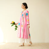 Lazy Summers Mulmul Cotton Kurta - Candy pink