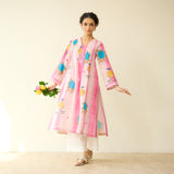 Lazy Summers Mulmul Cotton Kurta - Candy pink