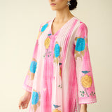 Lazy Summers Mulmul Cotton Kurta - Candy pink