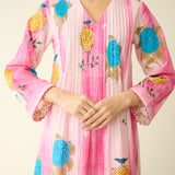 Lazy Summers Mulmul Cotton Kurta - Candy pink
