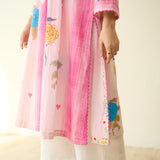 Lazy Summers Mulmul Cotton Kurta - Candy pink