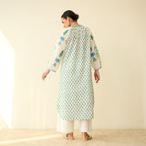Sunlit Lotus Mulmul Cotton Everyday Kurta - Asmani Blue