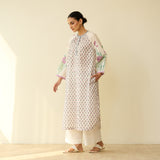 Sunlit Lotus Mulmul Cotton Everyday Kurta - Lilac