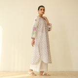 Sunlit Lotus Mulmul Cotton Everyday Kurta - Lilac