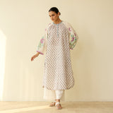 Sunlit Lotus Mulmul Cotton Everyday Kurta - Lilac