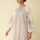 Sunlit Lotus Mulmul Cotton Everyday Kurta - Lilac
