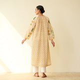 Sunlit Lotus Mulmul Cotton Everyday Kurta - Butter Yellow