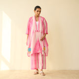 Rose Mulmul Cotton Shrug Set - Candy Pink