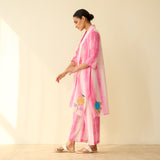 Rose Mulmul Cotton Shrug Set - Candy Pink