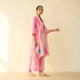 Rose Mulmul Cotton Shrug Set - Candy Pink