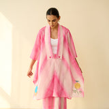 Rose Mulmul Cotton Shrug Set - Candy Pink