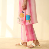 Rose Mulmul Cotton Shrug Set - Candy Pink