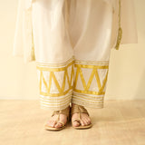 Gulabo Semi Festive Mulmul Cotton Salwar Set with Dupatta - Asmani Blue