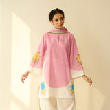 Gulabo Semi Festive Mulmul Cotton Salwar Set with Dupatta - Makhmali Pink