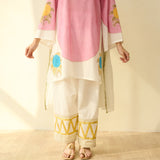 Gulabo Semi Festive Mulmul Cotton Salwar Set with Dupatta - Makhmali Pink