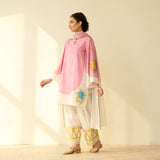 Gulabo Semi Festive Mulmul Cotton Salwar Set with Dupatta - Makhmali Pink