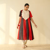 Rani Hand Embroidered Kota Doria Cotton Kurta Set - Red & Black