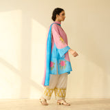 Gulabo Semi Festive Mulmul Cotton Salwar Set with Dupatta - Turmeric Yellow