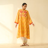 Roshani Kota Doria Cotton Kurta - Orange & Yellow