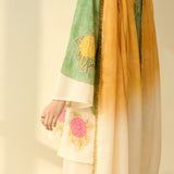 Gulabo Semi Festive Mulmul Cotton Salwar Set with Dupatta - Sage Green