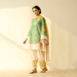 Gulabo Semi Festive Mulmul Cotton Salwar Set with Dupatta - Sage Green