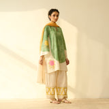 Gulabo Semi Festive Mulmul Cotton Salwar Set with Dupatta - Sage Green
