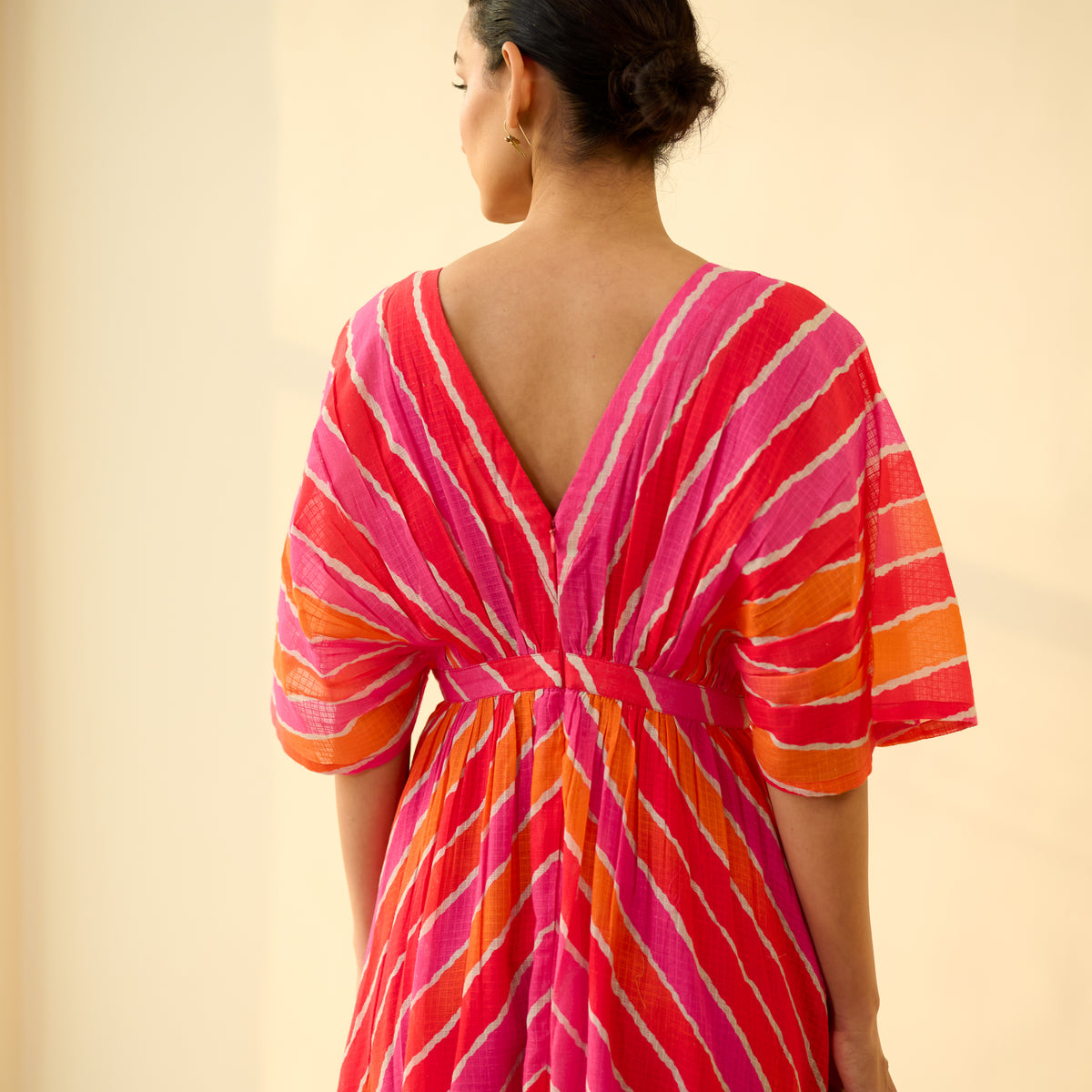 Bebo Hand Embroidered Kota Doria Cotton Maxi Dress - Multicolour