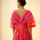 Bebo Hand Embroidered Kota Doria Cotton Maxi Dress - Multicolour