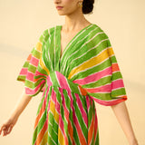 Bebo Hand Embroidered Kota Doria Cotton Maxi Dress - Multicolour