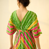 Bebo Hand Embroidered Kota Doria Cotton Maxi Dress - Multicolour