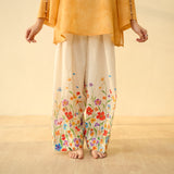 Basant Hand Embroidered Mulmul Cotton Farshi Set - Turmeric Yellow