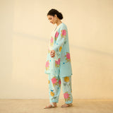 Dilruba Semi Festive Mulmul Cotton Salwar Set - Asmani Blue