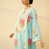 Dilruba Semi Festive Mulmul Cotton Salwar Set - Asmani Blue