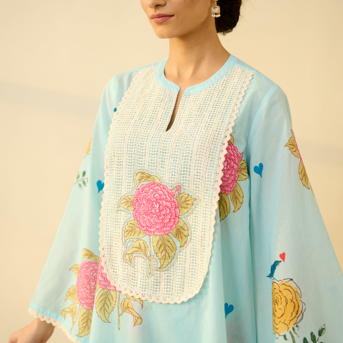 Dilruba Semi Festive Mulmul Cotton Salwar Set - Asmani Blue