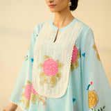 Dilruba Semi Festive Mulmul Cotton Salwar Set - Asmani Blue