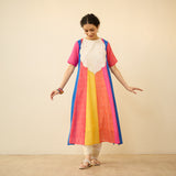 Rani Hand Embroidered Kota Doria Cotton Kurta Set - Multicolor