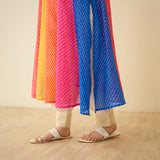 Rani Hand Embroidered Kota Doria Cotton Kurta Set - Multicolor