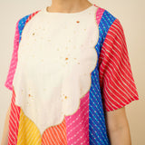 Rani Hand Embroidered Kota Doria Cotton Kurta Set - Multicolor