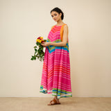 Sawan Leheriya Kota Doria Cotton Dress - Multicolour