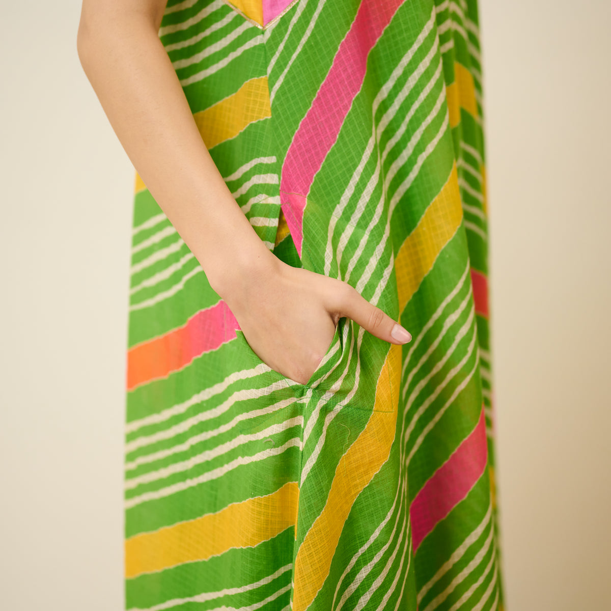 Sawan Leheriya Kota Doria Cotton Dress - Multicolour