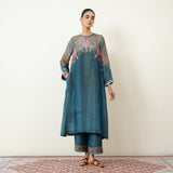 Mehbooba Festive Tissue Kurta Set - Teal Blue