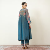 Mehbooba Festive Tissue Kurta Set - Teal Blue