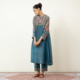 Mehbooba Festive Tissue Kurta Set - Teal Blue